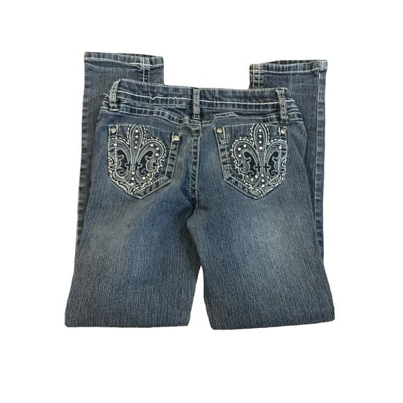 10 Lulu Luv Girls Adjustable Waist Embellished Stretch Skinny Jeans - Picture 6 of 7